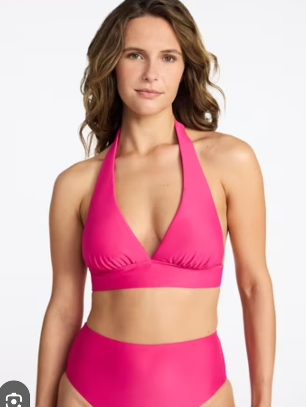 Womens Fuchsia Pink bikini Set Top High Waisted Bottoms Size 1X 16/18 Swim Suit